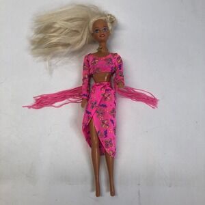 Vintage 1994 Tropical Splash Barbie Doll Pink‎ Crop Top Sarong Skirt Marked 1966